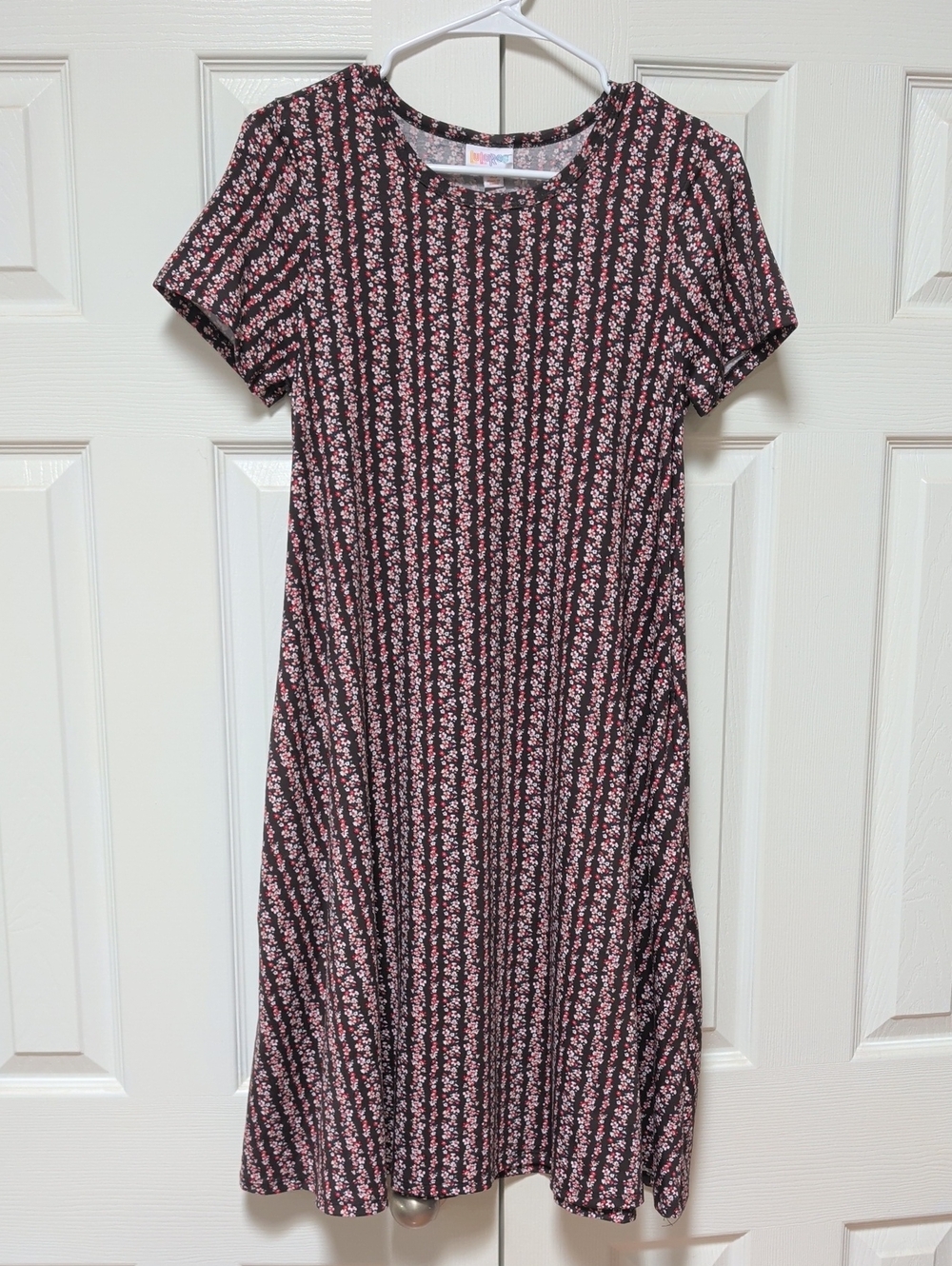 LuLaRoe Jessie Dress NWT, Floral Striped Brown Pink, Women's XS, Pockets
